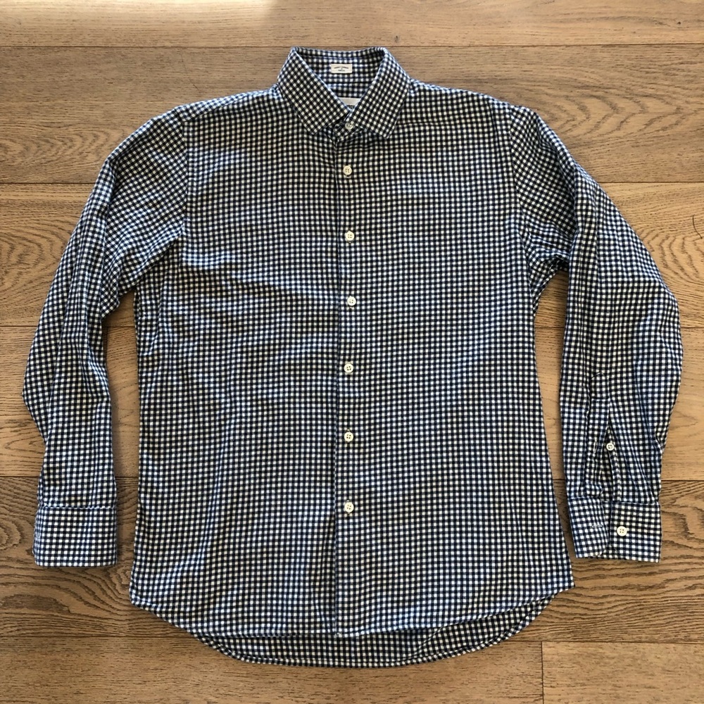 Men's Taylor Stitch 40 Blue/White Plaid Flannel Buttondown Shirt Checkered